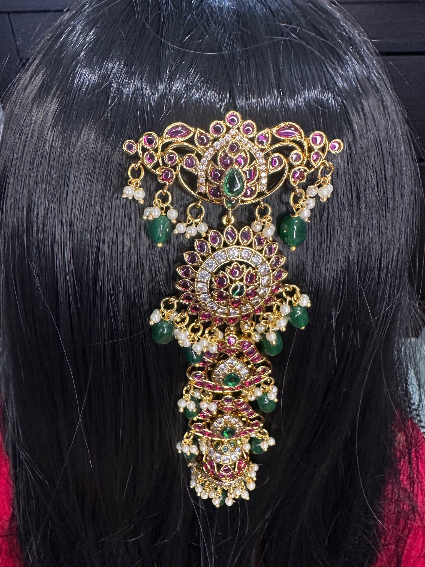 Matte Finish Kemp Pearls and Beads Jada Hair Pin Choti - 