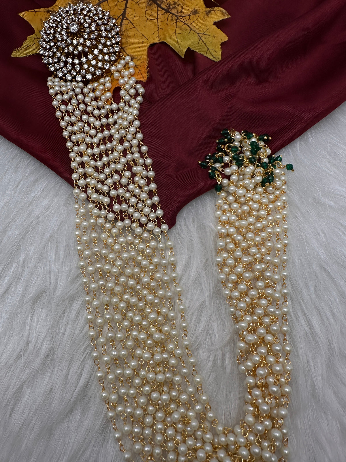 Matte Finish Kemp CZ Pearls Jada Hair Pin Choti. - 