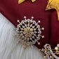 Gold Finish AD Sun Moon Surya Chandra Hair Pin. - 