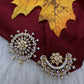 Gold Finish AD Sun Moon Surya Chandra Hair Pin. - 