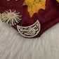 Gold Finish AD Sun Moon Surya Chandra Hair Pin. - 
