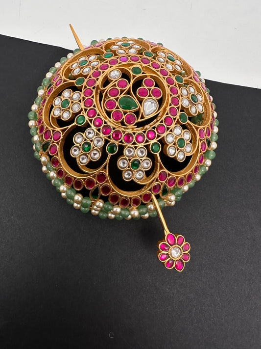 Jadau Kundan Hair Bun and Pin - 