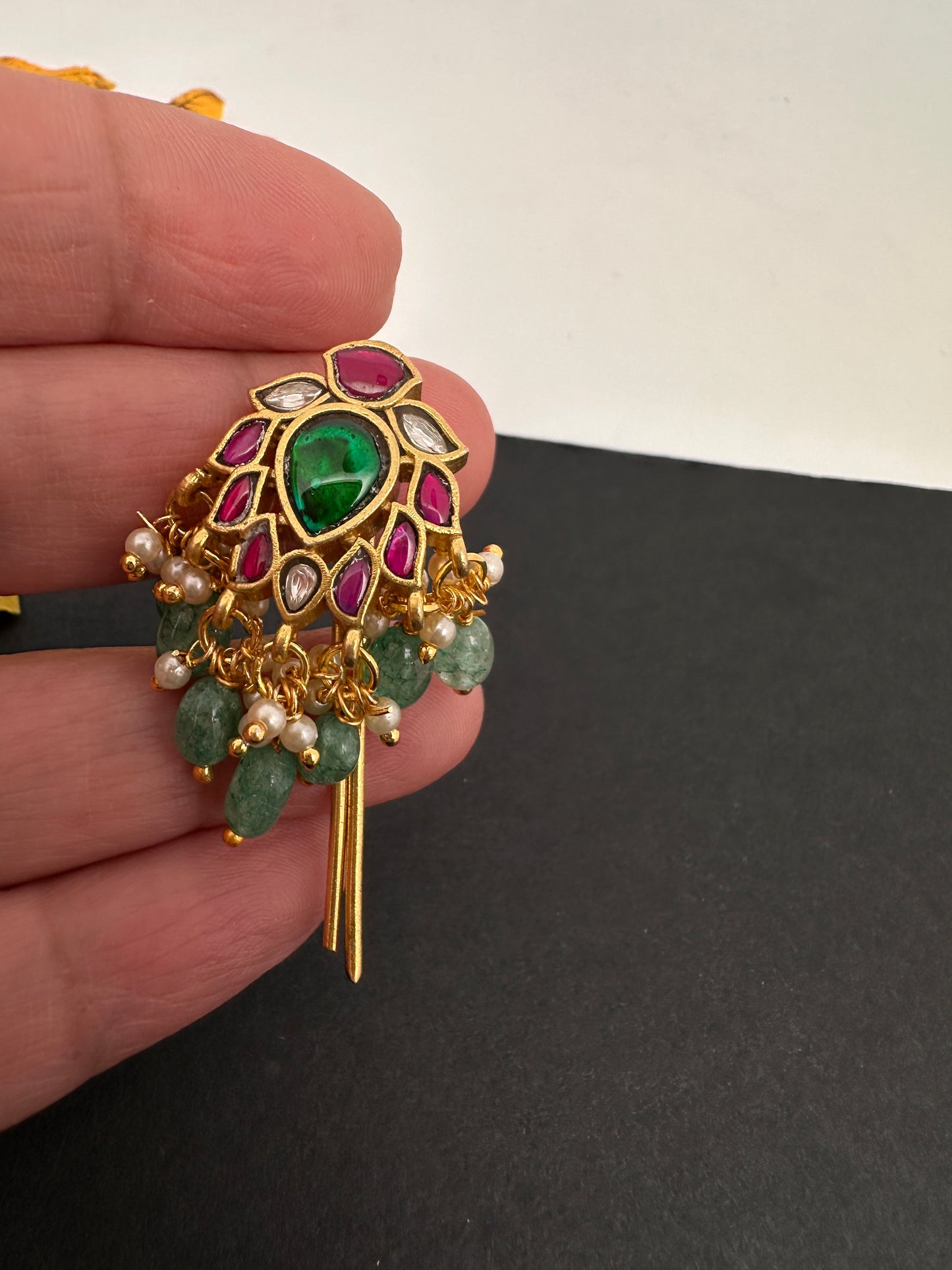 Jadau Kundan Hair Bun Pin - 