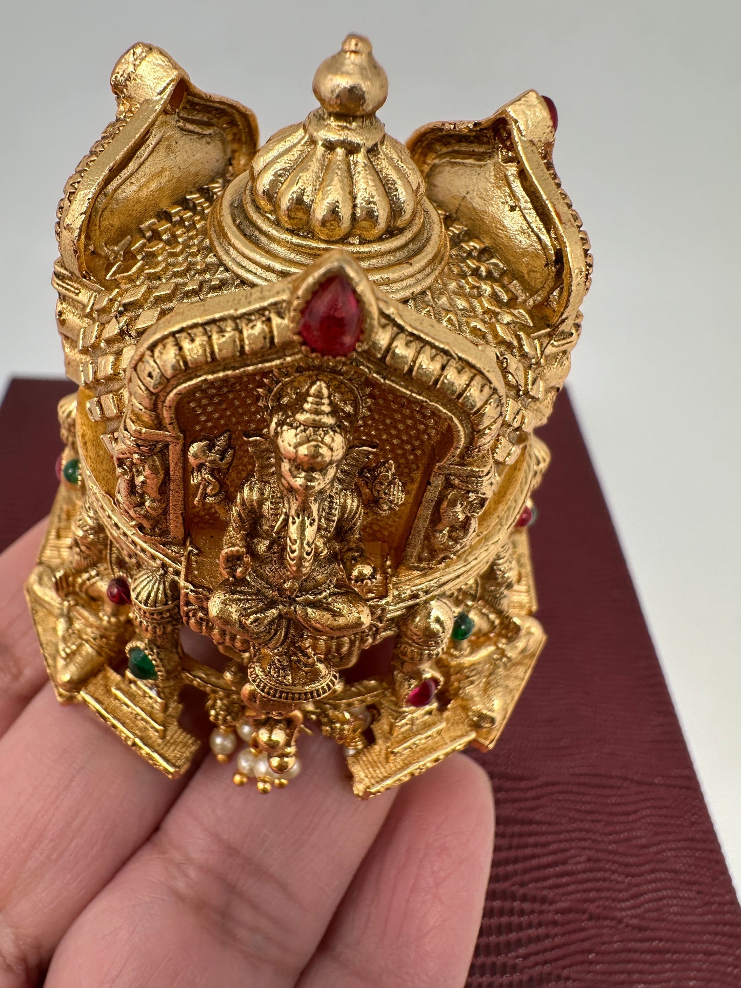 Ganesha Lakshmi Saraswati Matte Finish Kumkum Box Bharani