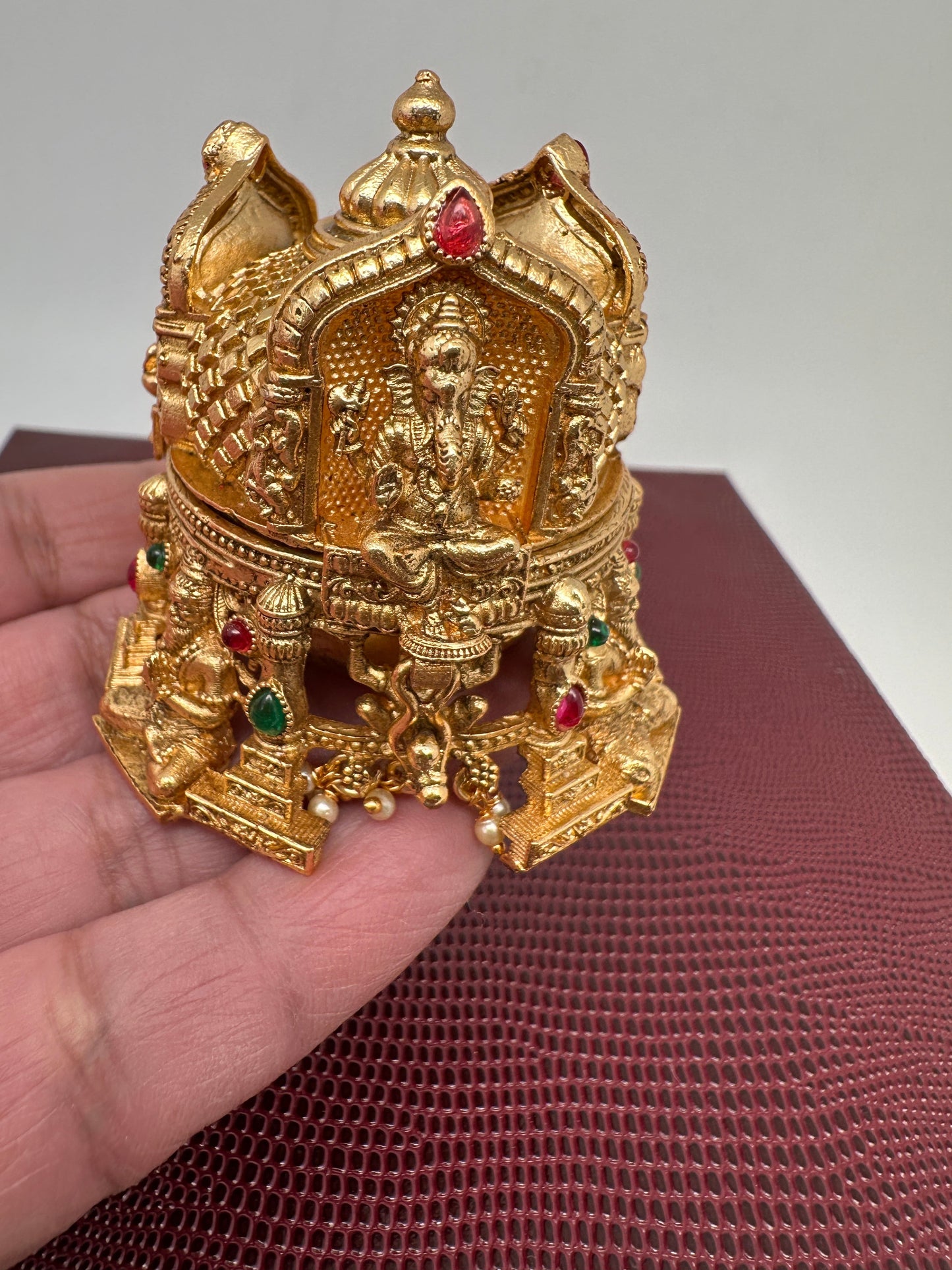Ganesha Lakshmi Saraswati Matte Finish Kumkum Box Bharani