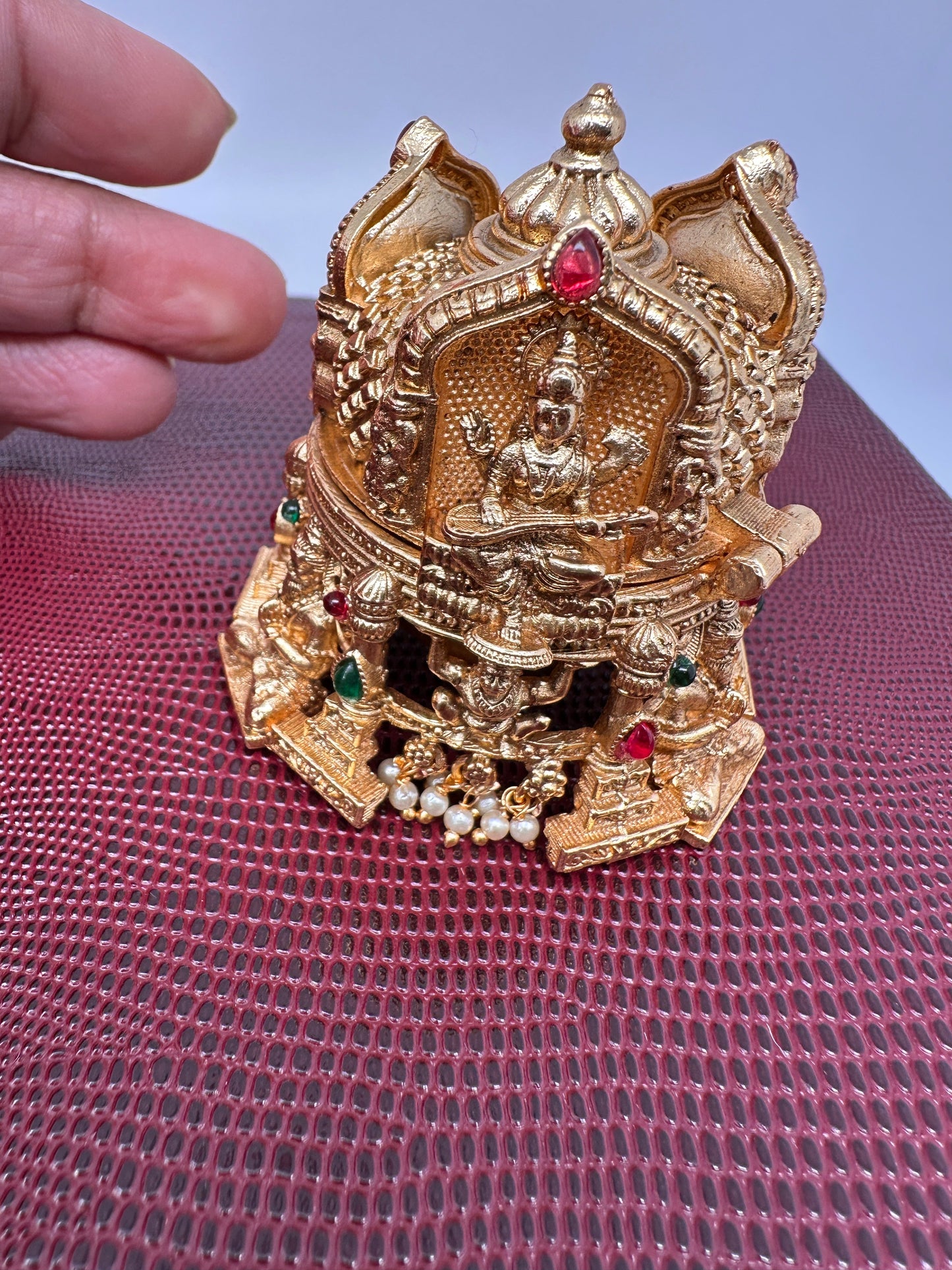 Ganesha Lakshmi Saraswati Matte Finish Kumkum Box Bharani