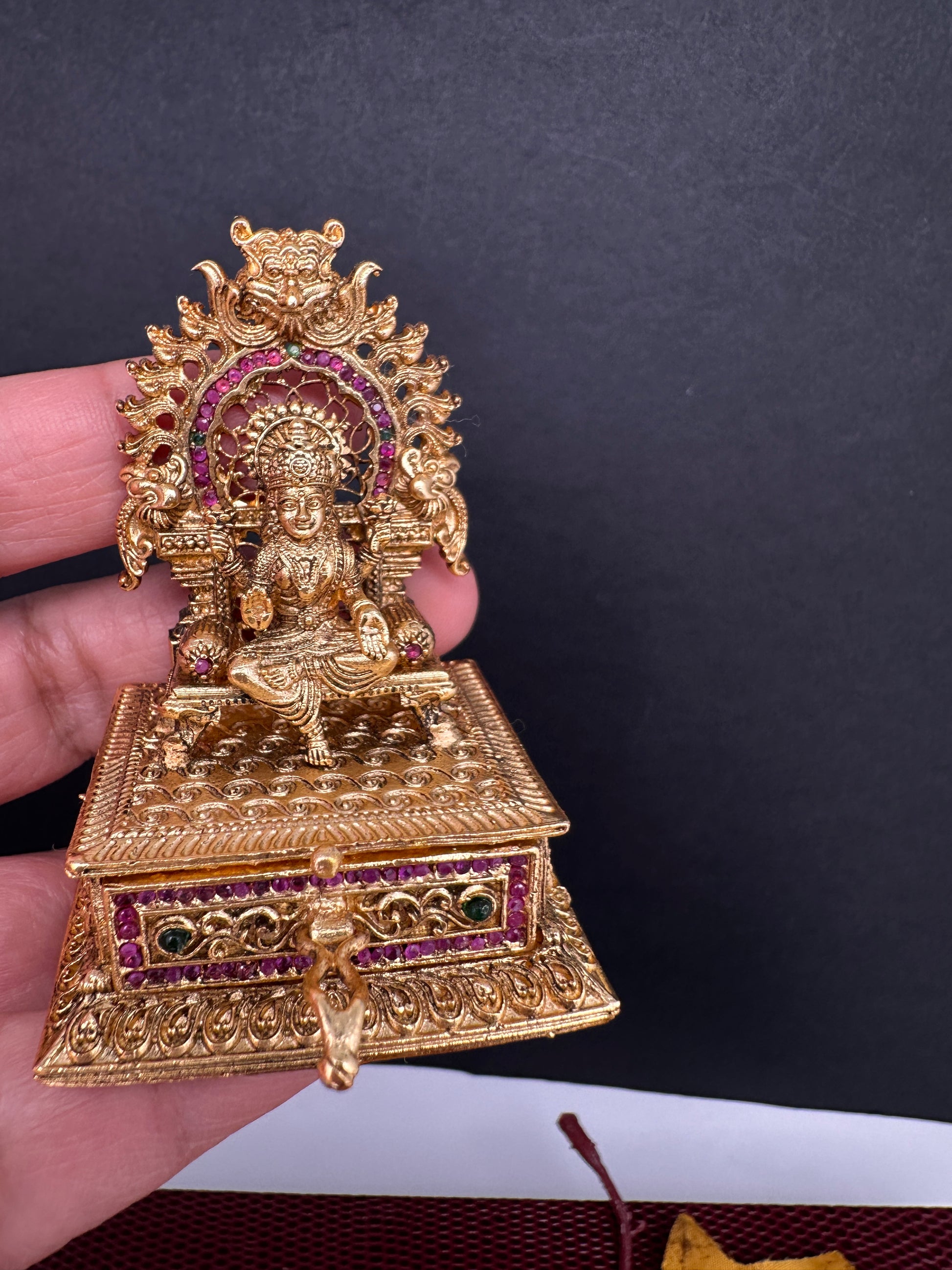 Goddess Lakshmi Nakshi Matte Finish Kumkum Box Bharani - 