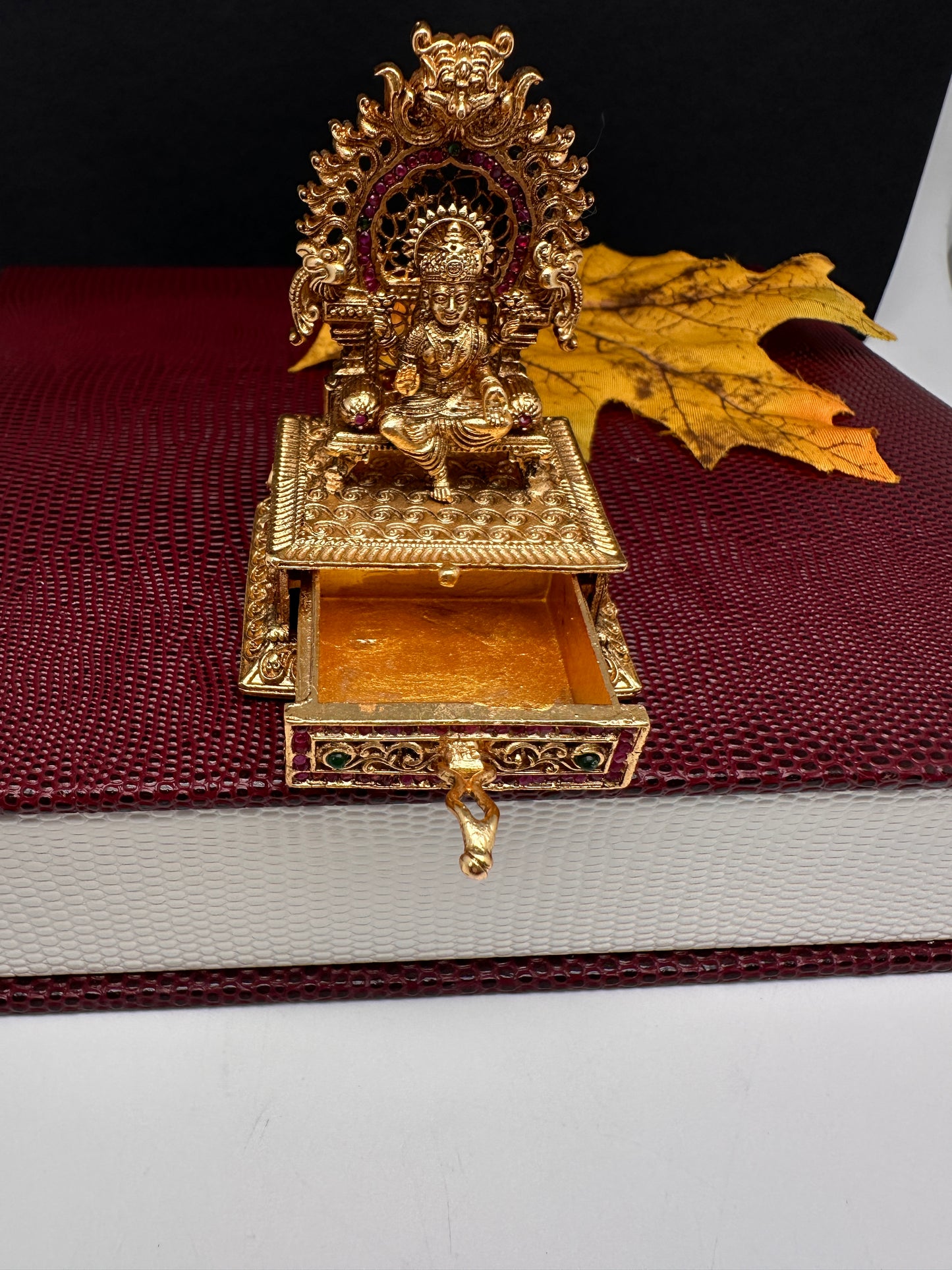 Goddess Lakshmi Nakshi Matte Finish Kumkum Box Bharani - 