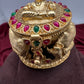Goddess Lakshmi Cow Calf Design Nakshi Matte Finish Kumkum Box Bharani - 