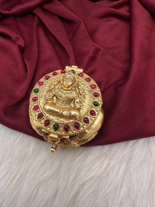 Goddess Lakshmi Cow Calf Design Nakshi Matte Finish Kumkum Box Bharani - 