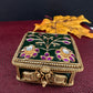 Elephant Nakshi Red Green Meenakari Work Kundan Kumkum Box Bharani - 