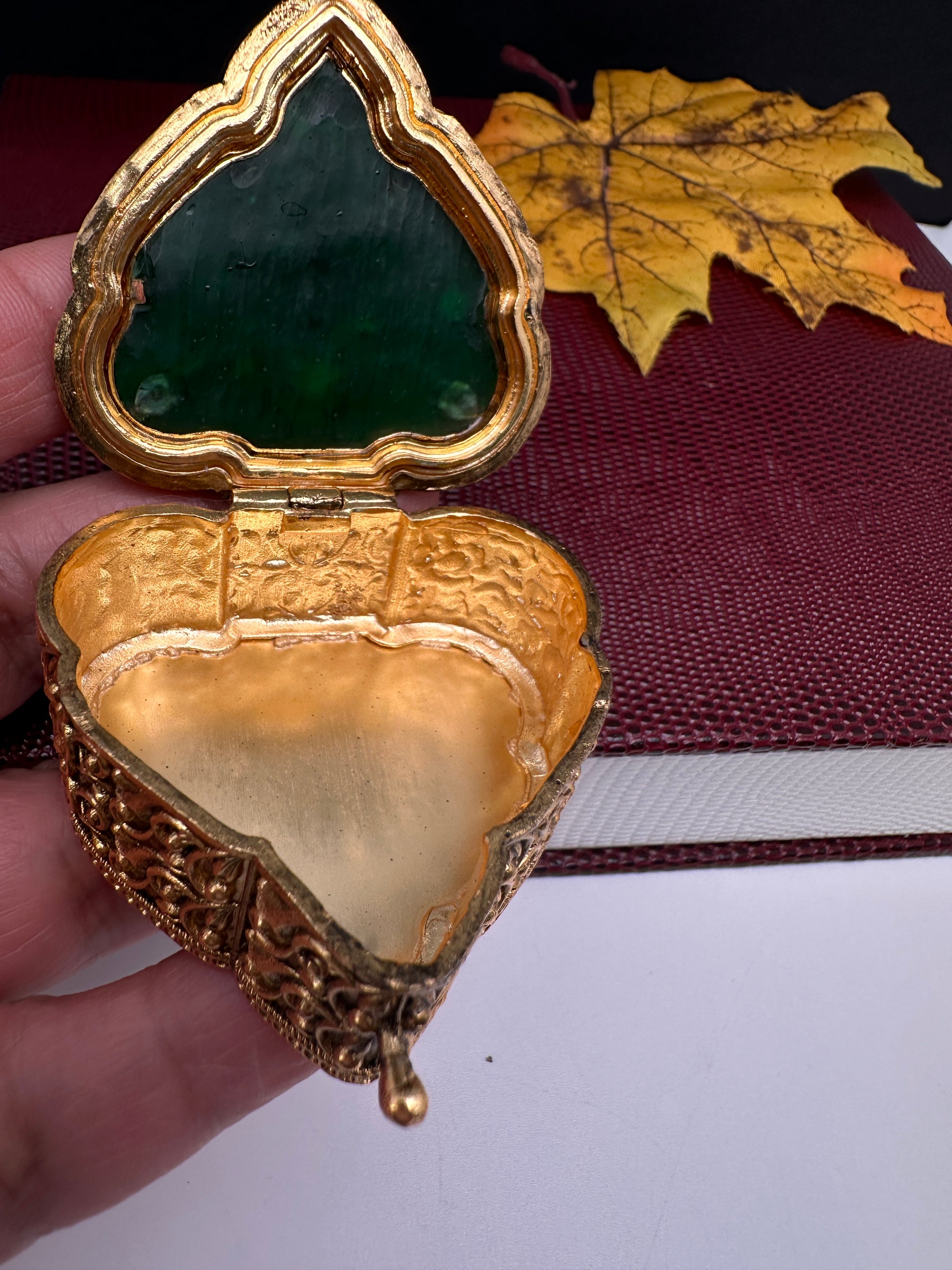 Green Meenakari Work Kundan Kumkum Box Bharani - 