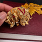 Elephant Nakshi Red Green Stone Matte Finish Kumkum Box Bharani - 
