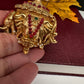 Elephant Nakshi Red Green Stone Matte Finish Kumkum Box Bharani - 