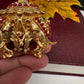 Elephant Nakshi Red Green Stone Matte Finish Kumkum Box Bharani - 
