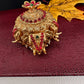 Elephant Nakshi Red Green Stone Matte Finish Kumkum Box Bharani - 