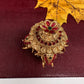 Elephant Nakshi Red Green Stone Matte Finish Kumkum Box Bharani - 