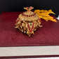 Elephant Nakshi Red Green Stone Matte Finish Kumkum Box Bharani - 
