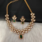 Kundan Green Stone Short Necklace