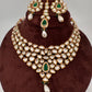 Kundan Green Stone Bridal Necklace comes with Earrings and Mang Tika