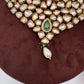 Kundan Green Stone Bridal Necklace comes with Earrings and Mang Tika