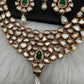 Kundan Green Stone Bridal Necklace comes with Earrings and Mang Tika