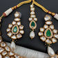 Kundan Green Stone Bridal Necklace comes with Earrings and Mang Tika