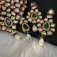 Kundan Green Stone Bridal Necklace comes with Earrings and Mang Tika