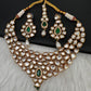 Kundan Green Stone Bridal Necklace comes with Earrings and Mang Tika