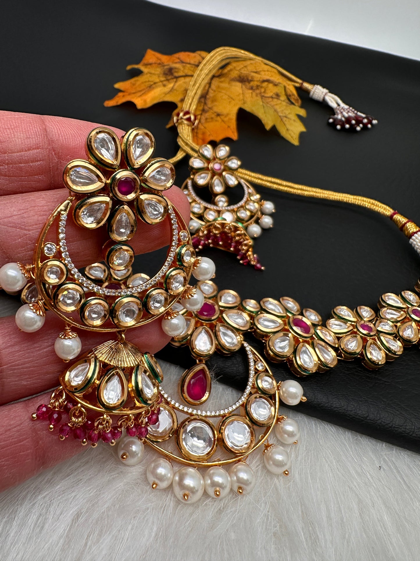 Kundan Chandbali Flexible Choker Necklace
