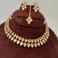 Kundan Dainty Necklace comes with Earrings and Mang Tika