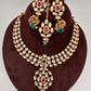 Kundan Red Green Stone Bridal Necklace comes with Earrings and Mang Tika