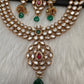 Kundan Red Green Stone Bridal Necklace comes with Earrings and Mang Tika