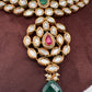Kundan Red Green Stone Bridal Necklace comes with Earrings and Mang Tika