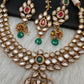 Kundan Red Green Stone Bridal Necklace comes with Earrings and Mang Tika