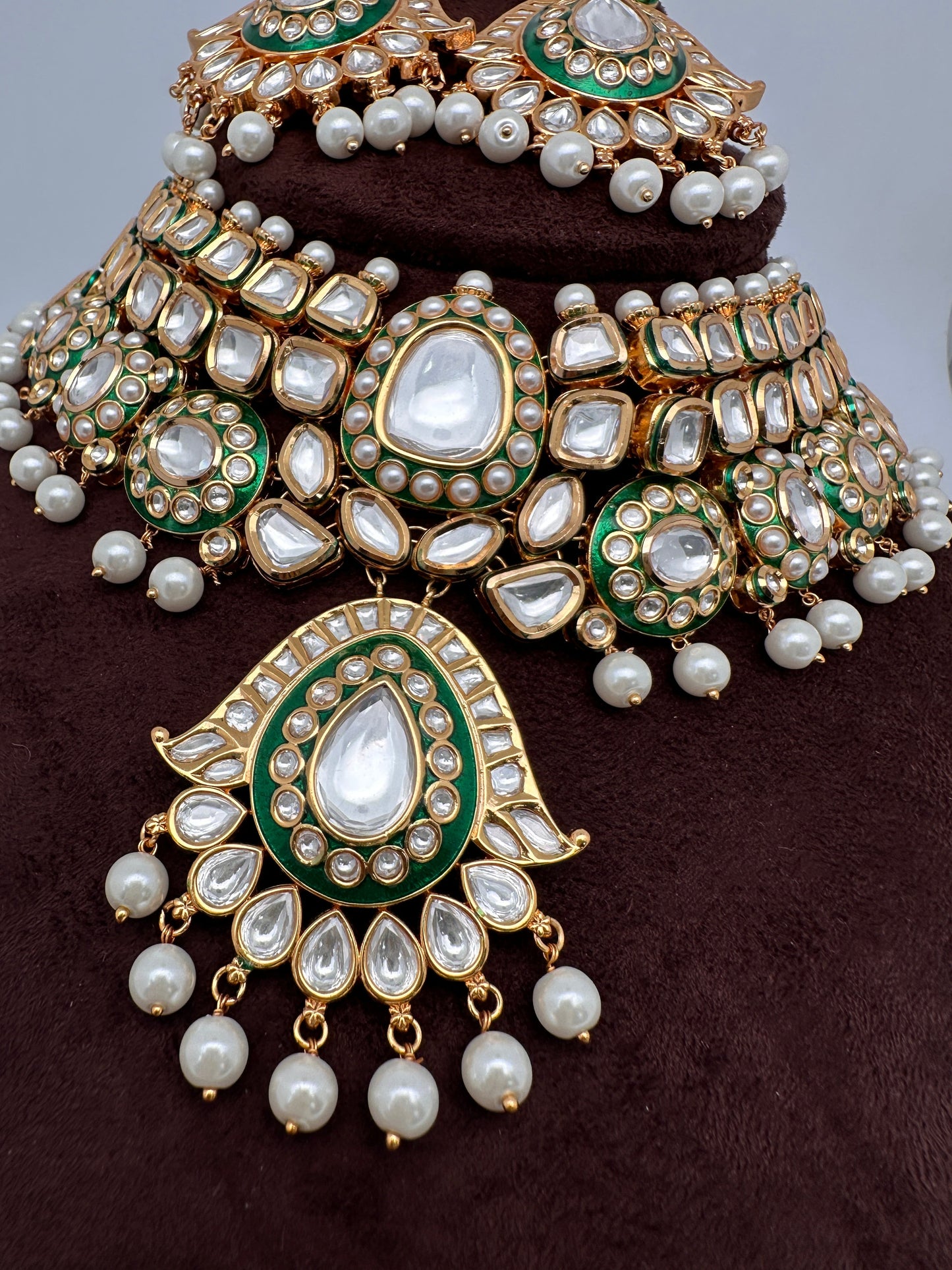 Kundan Moissanite Green Choker Necklace