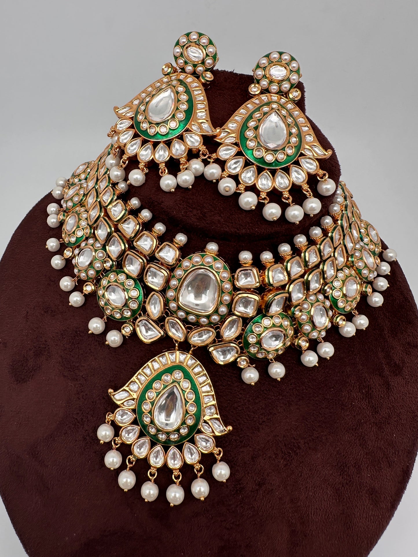 Kundan Moissanite Green Choker Necklace