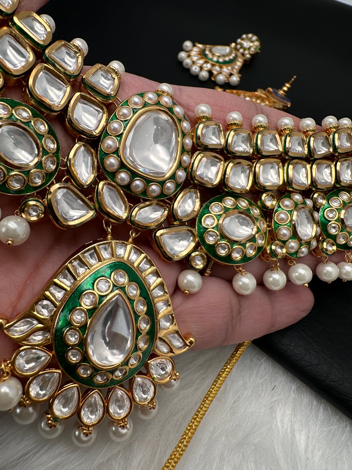 Kundan Moissanite Green Choker Necklace