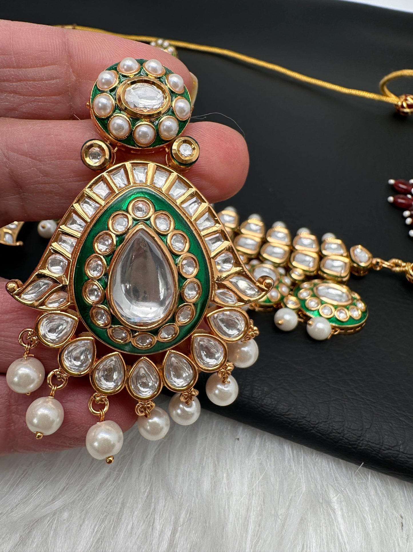 Kundan Moissanite Green Choker Necklace