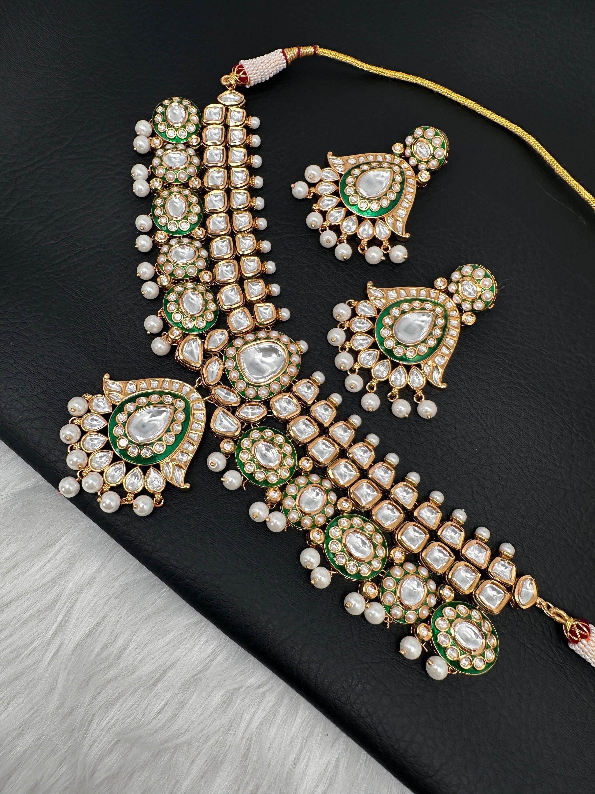 Kundan Moissanite Green Choker Necklace