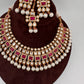 Kundan Red Stone Bridal Necklace comes with Earrings and Mang Tika