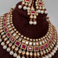 Kundan Red Stone Bridal Necklace comes with Earrings and Mang Tika