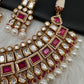 Kundan Red Stone Bridal Necklace comes with Earrings and Mang Tika