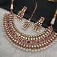 Kundan Red Stone Bridal Necklace comes with Earrings and Mang Tika