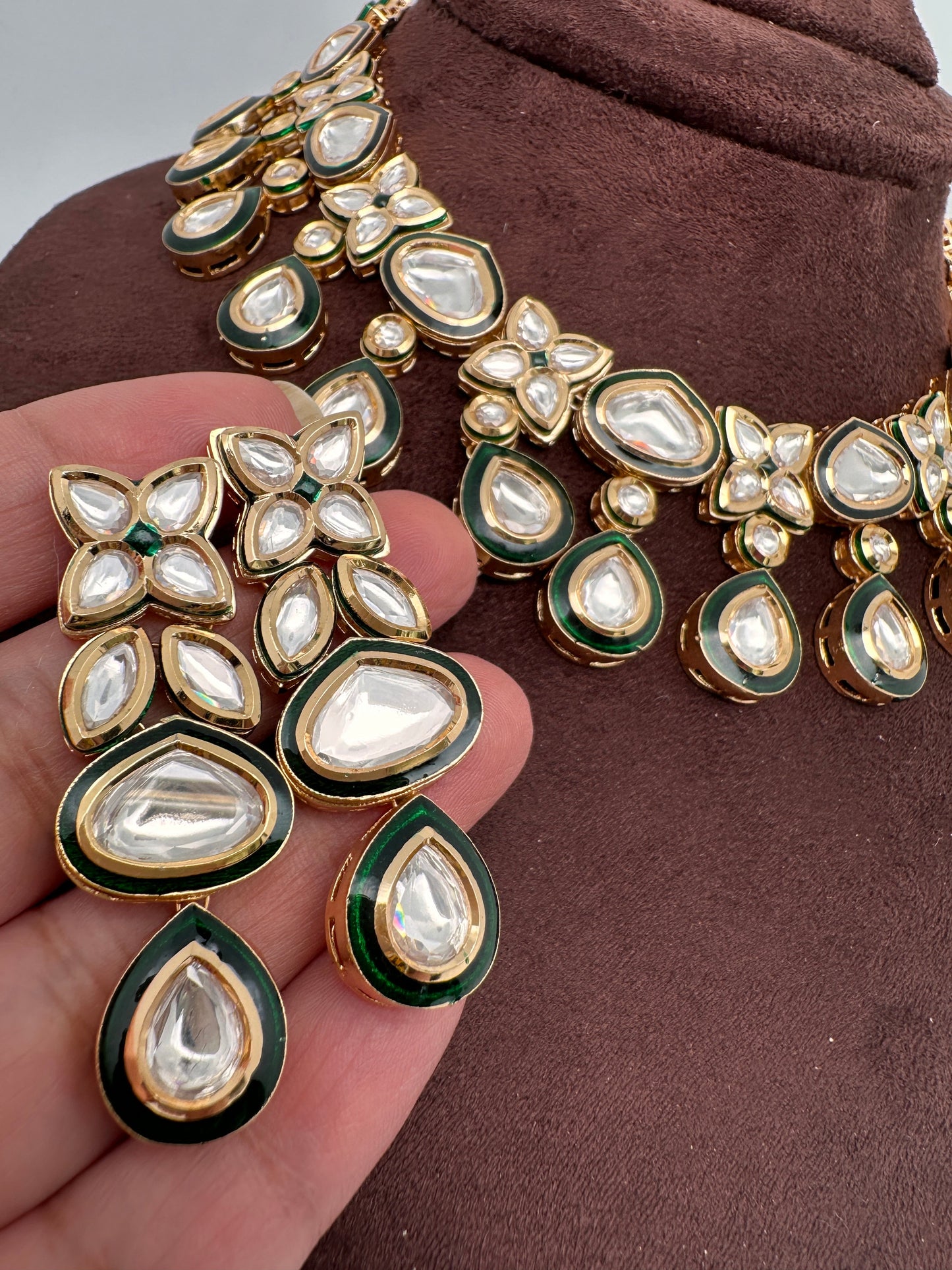 Kundan Green Statement Necklace