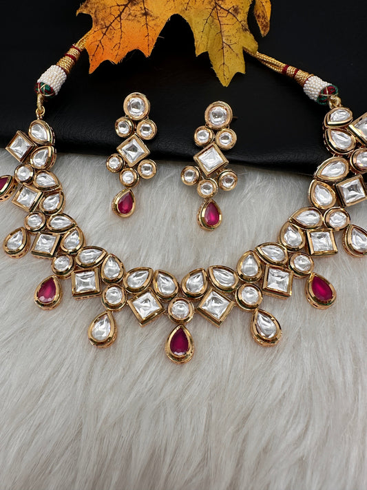 Kundan Red Neckline Necklace