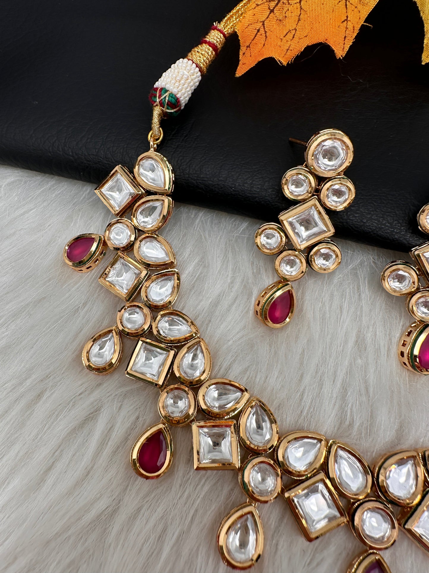 Kundan Red Neckline Necklace