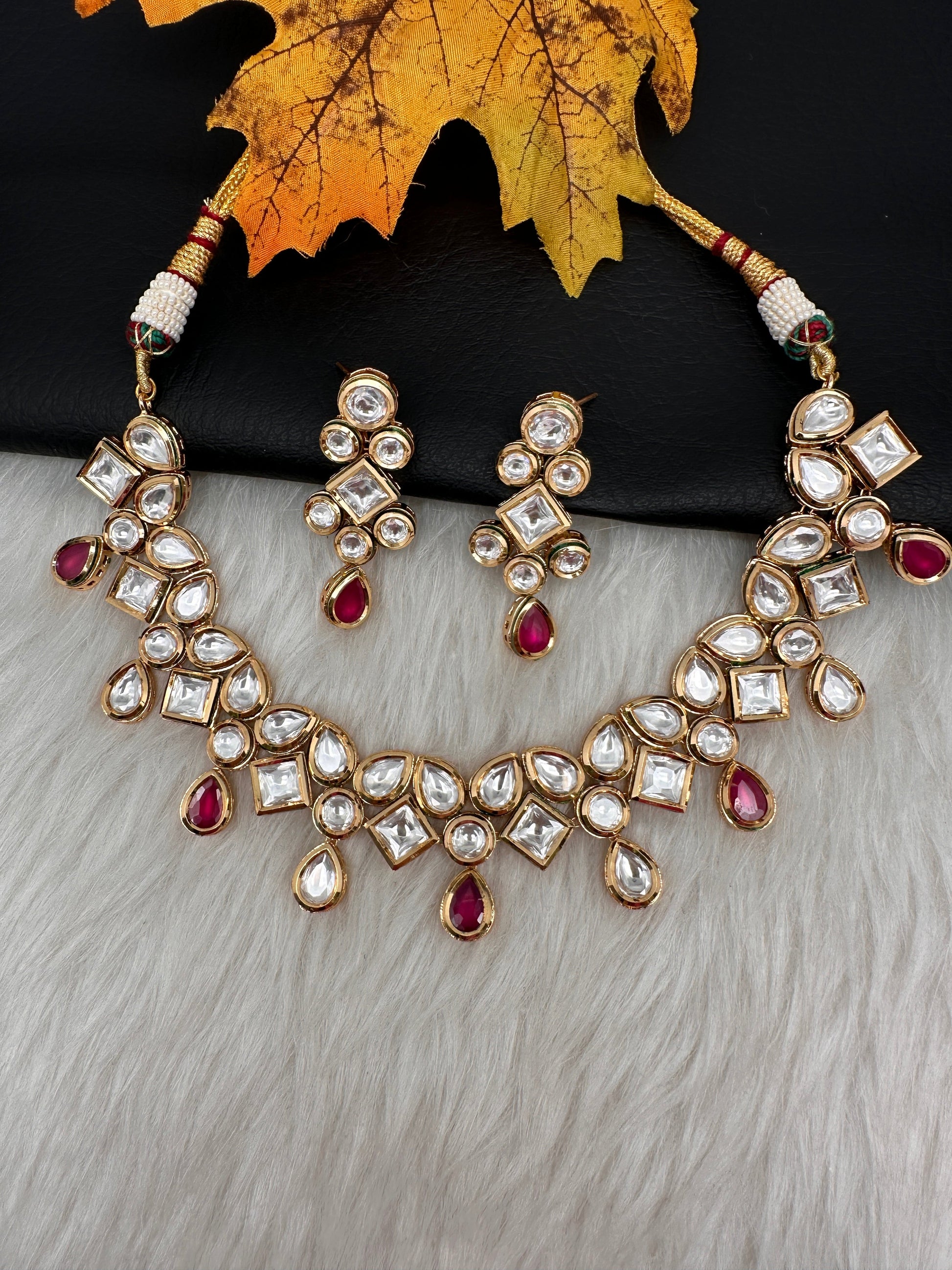 Kundan Red Neckline Necklace
