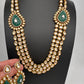 Multi Layer Kundan Green Carved Stone Mid Length Necklace