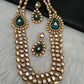 Multi Layer Kundan Green Carved Stone Mid Length Necklace